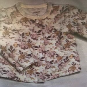 Floral Print Kids Cardigan Jacket - Pink & Cream